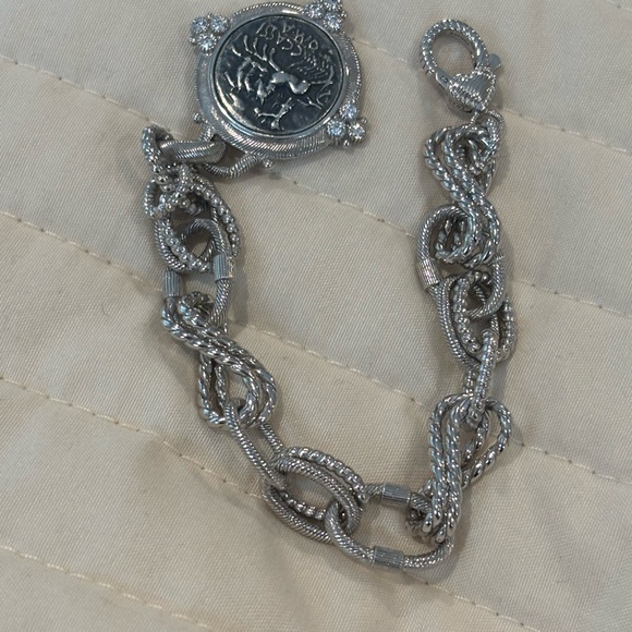 Judith Ripka Sterling Silver Ancient Roman Coin Dangle Bracelet 6.5" - - Picture 8 of 13